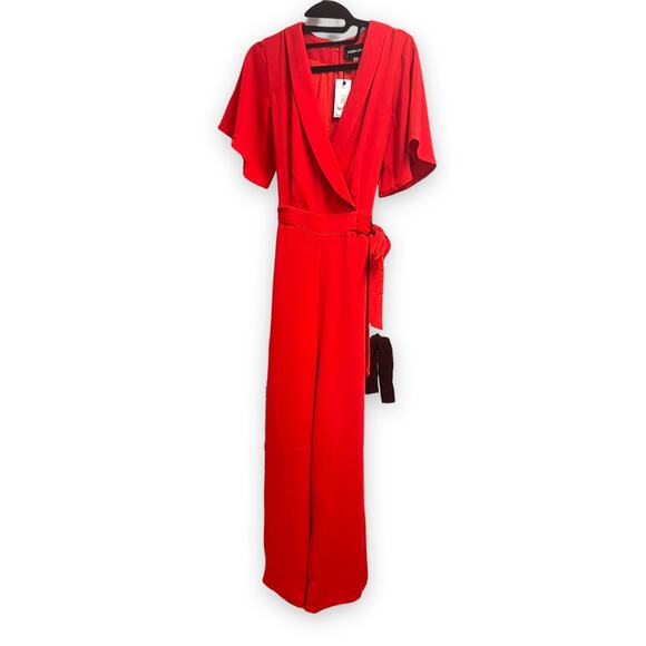 Sugar Lips Pants - Sugar Lips Red V-Neck Flutter Sleeve Jumpsuit w/ pockets | Sz S NWT